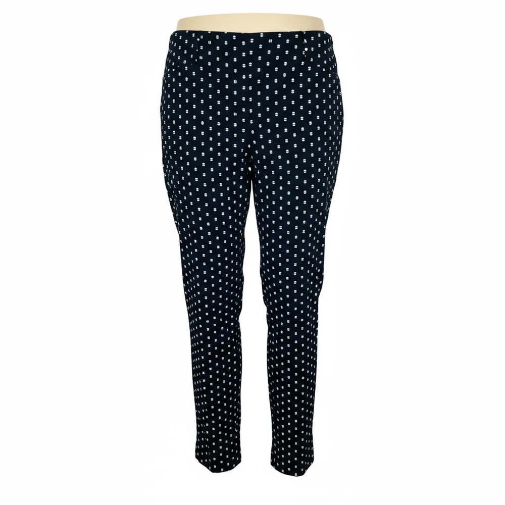 Chico's So Slimming Ankle Pants .5 Stretch Black Polka Dot 6